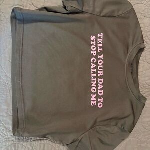 Graphic Crop Top - Black with Pink Text